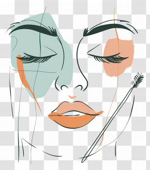 Makeup Woman - Minimalist Line Art Face Transparent PNG