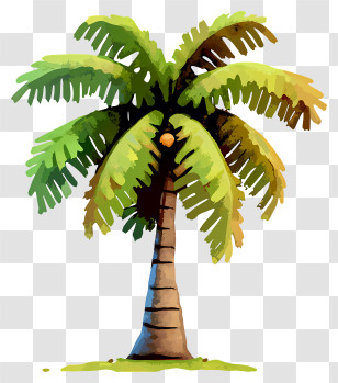 Watercolor Coconut Tree - Watercolor Painted Palm Tree Transparent PNG