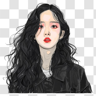Jisoo - Girl With Black Hair Illustration Transparent PNG