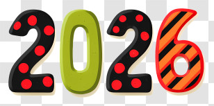 Word 2026 - Colorful 2026 Numbers Design Transparent PNG