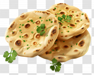 Naan Bread - Naan Bread With Fresh Cilantro Transparent PNG