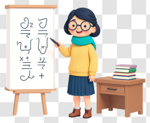 Cartoon Woman Teacher - Cute Teacher Teaching Math Transparent PNG