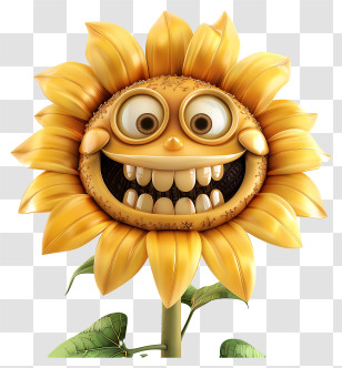 3d Cartoon Flowers - Cartoon Sunflower With Funny Expression Transparent PNG