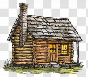 Log Cabin House - Illustrative Timber Cottage In Nature Transparent PNG