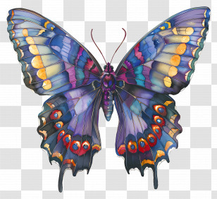 Butterfly - Colorful Butterfly With Vibrant Wings Transparent PNG