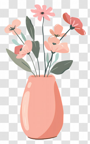 Flower With Vase - Pink Flowers In Vase Illustration Transparent PNG