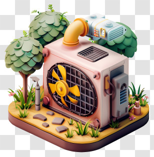 Heat Pump - Cute Air Conditioner Unit Transparent PNG
