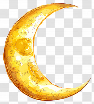 Crescent Moon - Glowing Golden Crescent Moon Illustration Transparent PNG