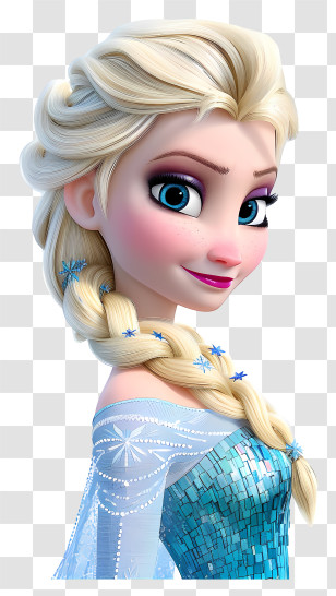 Frozen Elsa Princess - Animated Princess Character With Braid And Blue Dress Transparent PNG