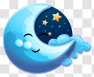 Cartoon Sleep Icon - Smiling Moon With Stars Transparent PNG
