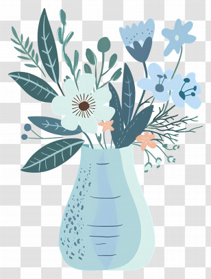 Flowers In Vase - Blue Vase With Pastel Flowers Transparent PNG