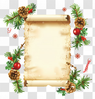 Christmas Scroll - Scroll With Christmas Decorations Transparent PNG