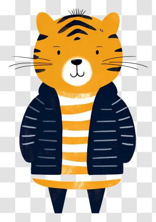 Cartoon Tiger - Cartoon Tiger In Striped Shirt Art Transparent PNG
