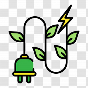 Sustainability - Electric Plug Icon With Leaves For Green Energy Transparent PNG