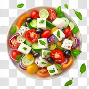 Greek Salad - Colorful Vegetable Salad With Cheese And Olives Transparent PNG