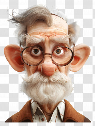 3d Old Man Avatar - Cartoon Old Man With Glasses Transparent PNG