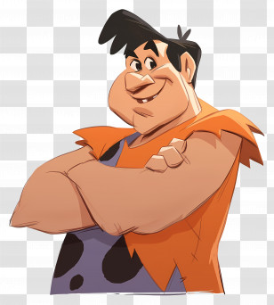Fred Flintstone - Cartoon Character In Orange Outfit Transparent PNG