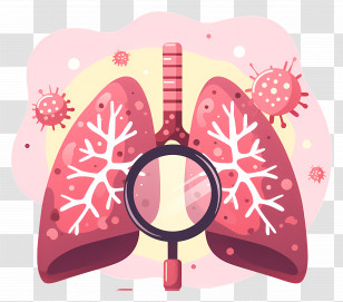 World Pneumonia Day - Lungs With Magnifying Glass And Germs Illustration Transparent PNG