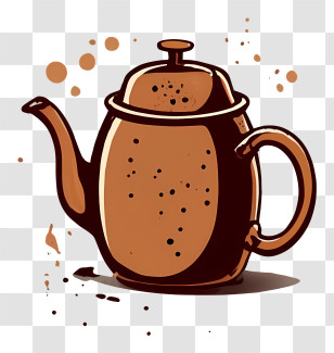 Cartoon - Vintage Brown Coffee Pot Illustration For Kitchen Themes Transparent PNG
