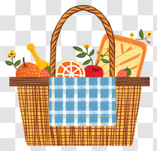 Picnic Basket - Picnic Basket With Delicious Food Transparent PNG