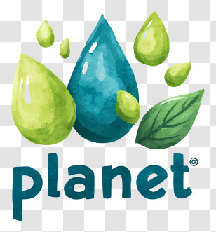 Planet Logo - Watercolor Planet Eco Logo Transparent PNG