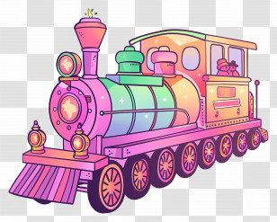 Christmas Train - Colorful Cartoon Steam Train Transparent PNG