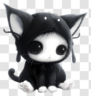 Kuromi - Cute Black Cat In Hoodie Transparent PNG
