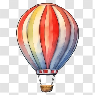 Hot Air Balloon - Striped Hot Air Balloon Illustration Transparent PNG