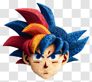 Goku Head - Anime Character With Colorful Hair Transparent PNG