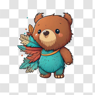 Cute Bear
 - Cute Bear Cartoon With Decorative Feathers Transparent PNG