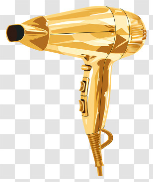 Hair Dryer - Luxury Golden Hairdryer Illustration Transparent PNG