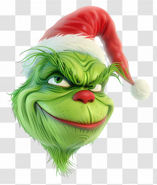 Cartoon Grinch - Grinch Character With Santa Hat For Christmas Transparent PNG