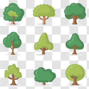 Cartoon - Cartoon Vector Trees In Various Shapes Transparent PNG