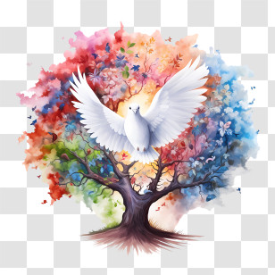 World Day Of Peace
 - Colorful Dove With Tree Transparent PNG