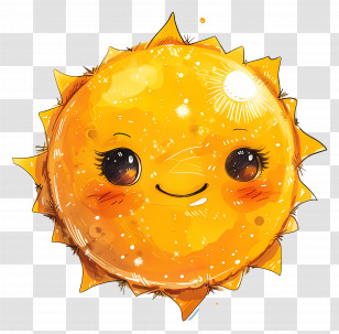 Kawaii Cute Sun - Cute Smiling Cartoon Sun Transparent PNG