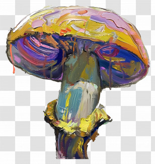 Oil Painting - Vivid Colorful Mushroom Illustration In Abstract Style Transparent PNG