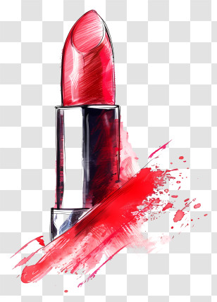 Lipstick - Red Lipstick With A Bold Splash Effect Transparent PNG