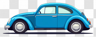 Cartoon Car - Blue Vintage Style Automobile Illustration Transparent PNG
