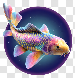 Holographic Koi Fish - Colorful Fish With Vibrant Scales Transparent PNG