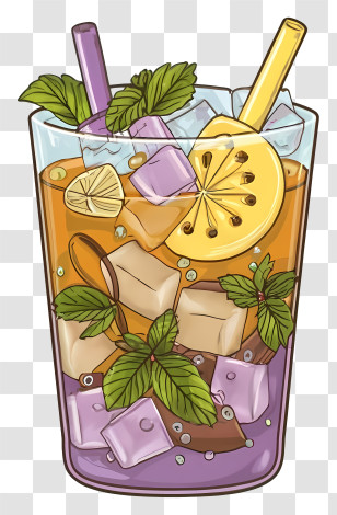 Cocktail - Refreshing Citrus Iced Drink With Mint Transparent PNG