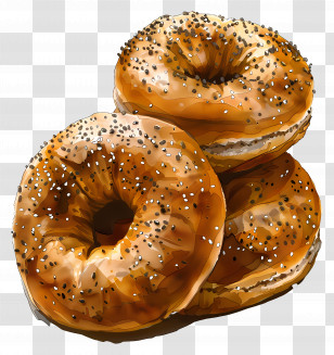 Bagels - Illustration Of Fresh Sesame Bagels Transparent PNG