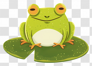 Frog On Lily Pad - Green Frog Illustration Transparent PNG
