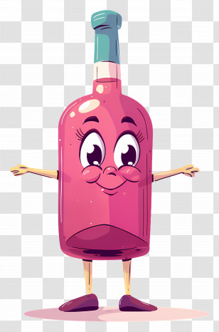 Cartoon Wine Bottle - Happy Cartoon Bottle Transparent PNG