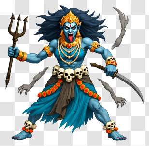 Goddess Kali - Fierce Kali Goddess Illustration Transparent PNG