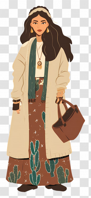 Boho Woman - Fashionable Woman In Stylish Outfit Transparent PNG