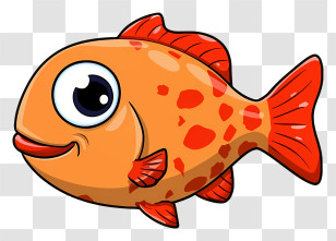Cartoon Fish - Cute Orange Cartoon Fish With Big Eyes Transparent PNG