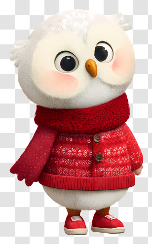 Cute Cartoon Snowy Owl - Cute Owl In Red Sweater Transparent PNG