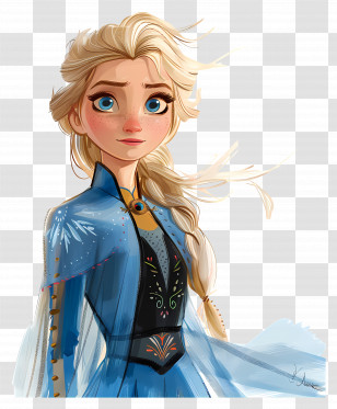 Princess Elsa - Elegant Animated Princess Design Transparent PNG