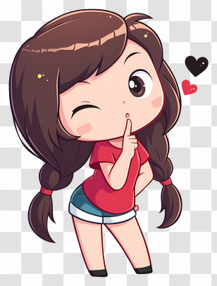 Cute Girl Winking - Winking Girl Cartoon Character Transparent PNG