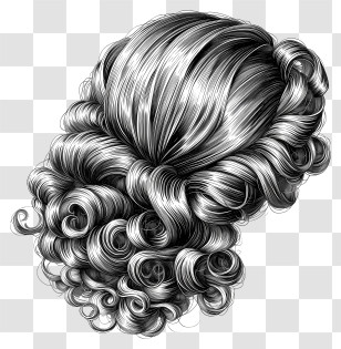 Wig - Black And White Curly Hair Illustration Transparent PNG